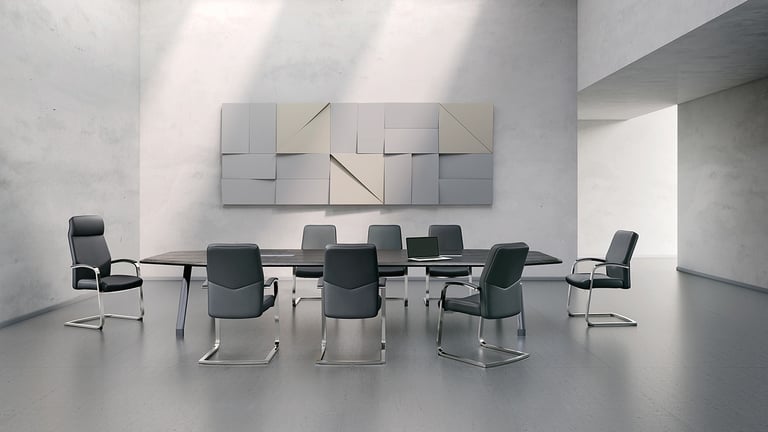 Conference room featuring Mavis chairs around a modern table