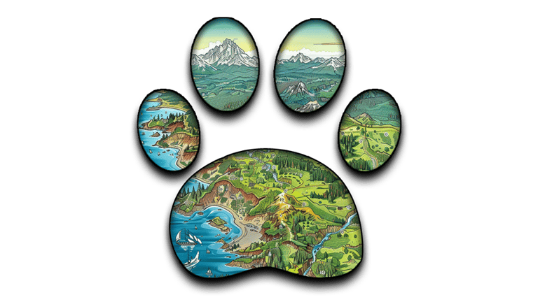 Paw-shaped map of the Far West region