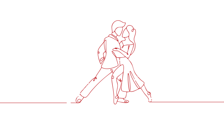 Allure Dance Studios dancers silhouette red