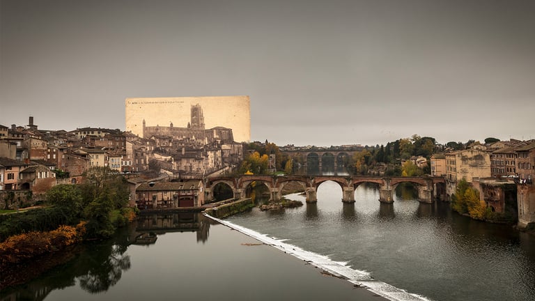 ALBI carte postale ancienne + photo récente