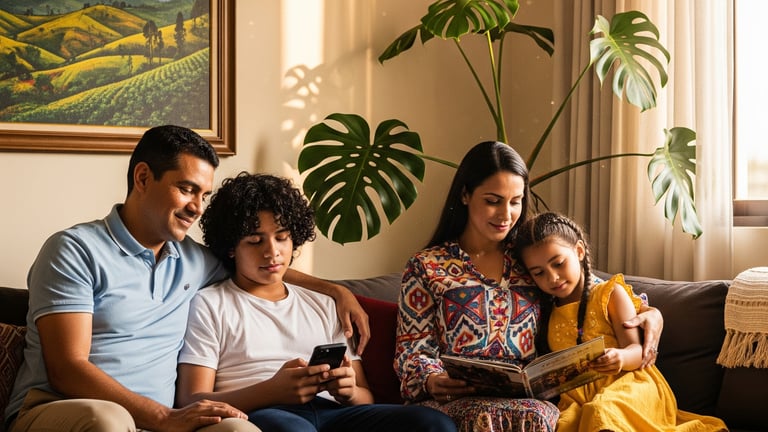 Familia tranquila disfrutando de un lindo día
