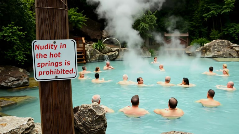 Nudity in the hot springs is prohibited