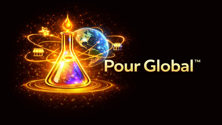 Pour Global fulfilment banner showing global order fulfilment without holding local stock