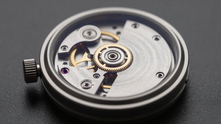 Extreme macro studio close-up of a high-end mechanical watch movement escapement wheel, pristine metal finishes, neutral dark grey background, dramatic soft-box studio lighting, Hasselblad 100c