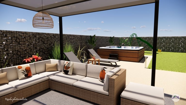 Salon de jardin XXL espace détente et spa