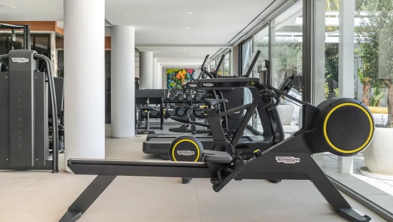 Training equipment in gym at Villa Serenity Marbella