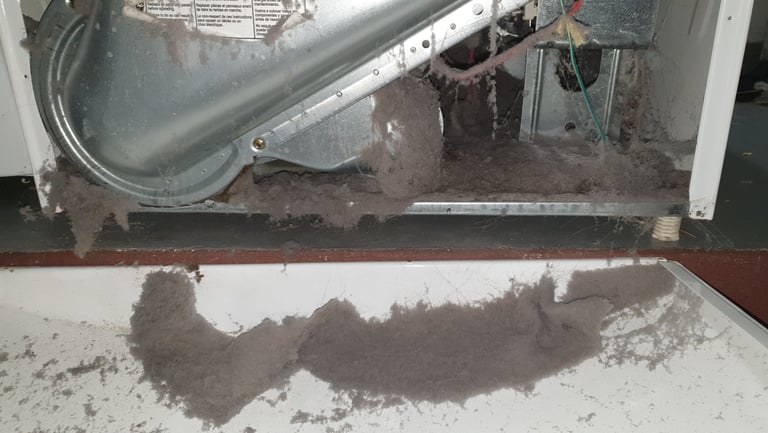 Lint buildup inside of the dryer of a Fort Myers home