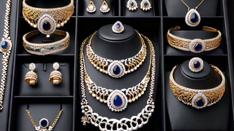 a display case with many different types of jewelry