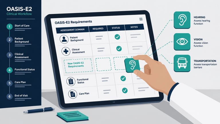 A close-up of a clinician documenting on a mobile device during a home visit, emphasizing the shift 