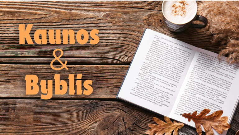 a book with a cup of coffee and a book