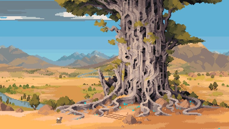 Capture du jeu vidéo ARCO avec un méga arbre.