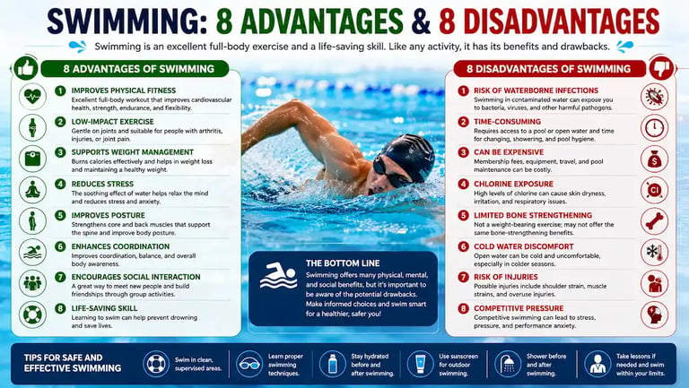 Person swimming in a pool demonstrating the health benefits