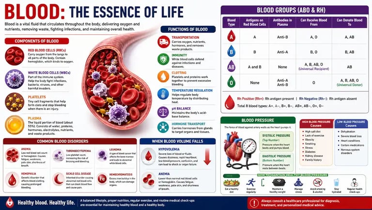 Human blood components showing red blood cells