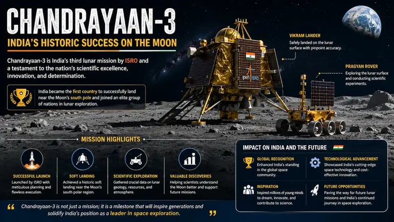 Chandrayaan-3 Vikram lander and Pragyan rover on the Moon's surface