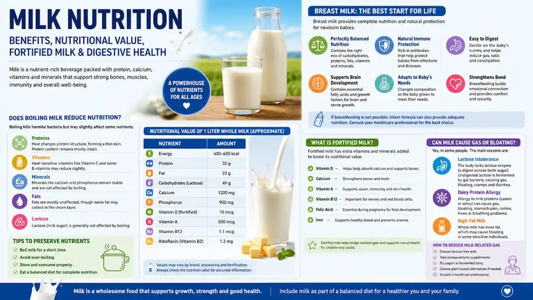 Glass of fresh milk showing nutritional benefits