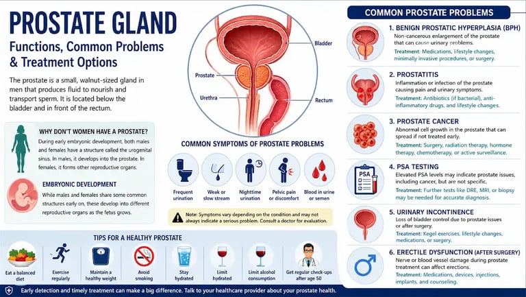 Doctor explaining prostate gland anatomy and common prostate health problems in men.