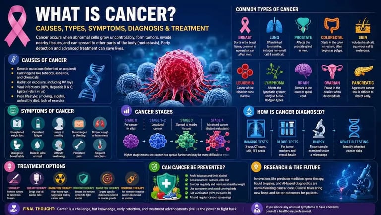 Illustrative infographic explaining cancer causes