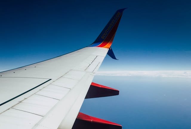 a view of a wing wing wing of a plane