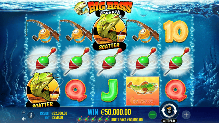 Big Bass Bonanza'da 500 $ ödeme yapan nakit sembolü