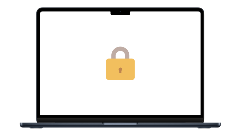 A laptop display showing a gold padlock icon, representing digital security and online privacy protection.