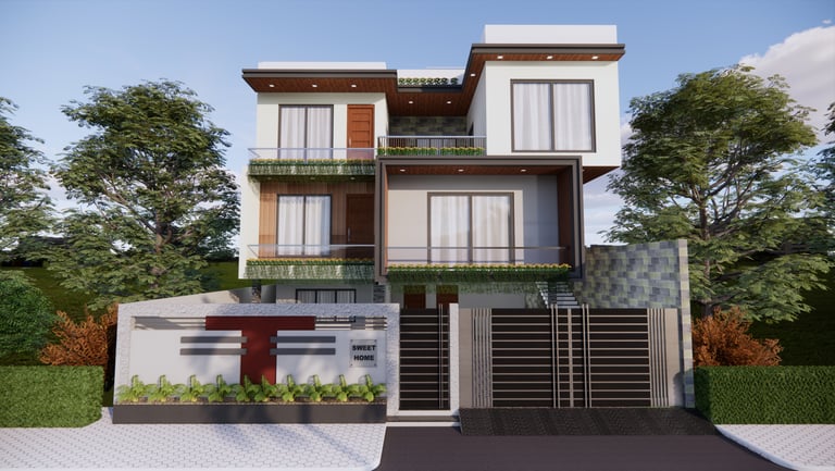 Commercial building project completed by Bhavans Civiltech LLP in Indore, featuring contemporary des