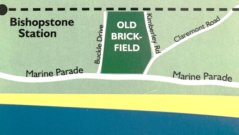 Graphic map showing location of the Brickfield off Marine Parade