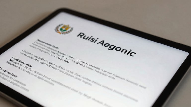 A close-up high-fidelity mockup of official Nigerian corporate documentation templates on a sleek tablet screen, soft geometric background