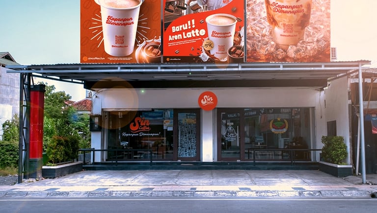 Sin Coffeeshop  jalan H. Hayun kota Palu, outlet pertama Sin Coffee sekaligus kanot pusat 