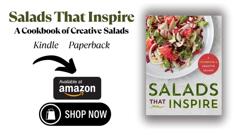 a cookbook with a salad 