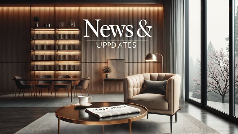 Ambiente com poltrona, mesa, café e jornal, simbolizando leitura sobre economia e empreendedorismo