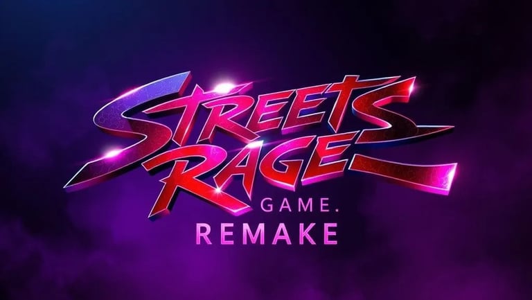 neon logo for the game streets of rage remake