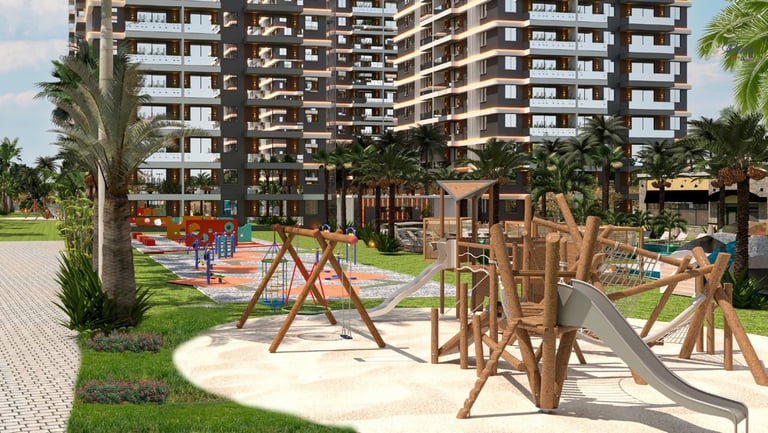 Kuzey Kıbrıs'ta bir yaşamı alanı ve insanların barınabileceği binalar olan inşaat projesi.