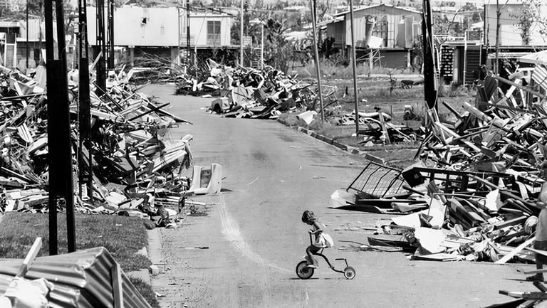 Cyclone Tracy 1974 Darwin destruction - largest natural disaster in Australian history