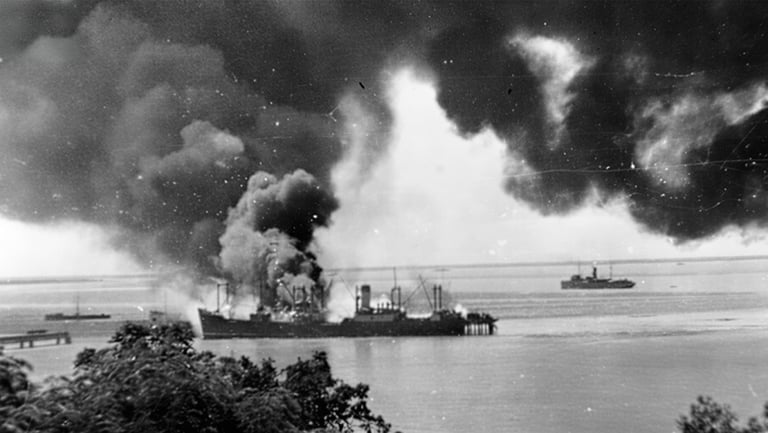 The Bombing of Darwin 1942 - Japanese air attack on Darwin Harbour, Northern Territory Australia