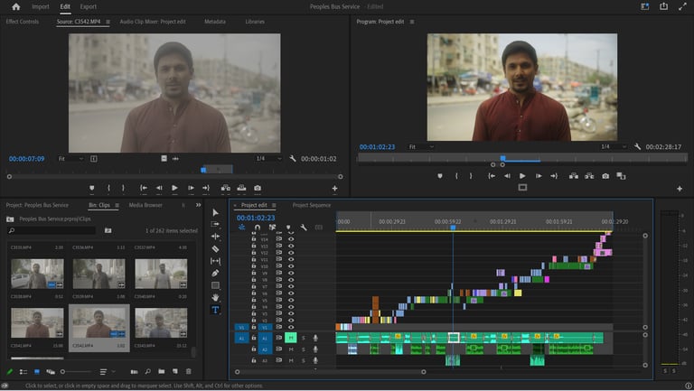 mmafilms(productionhouse) - a man in a red shirt is looking at a video of a video of a