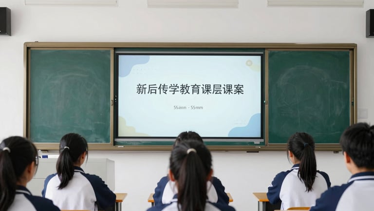 A clean video preview frame showing a physical education seminar presentation, bright daylight, 50mm lens.