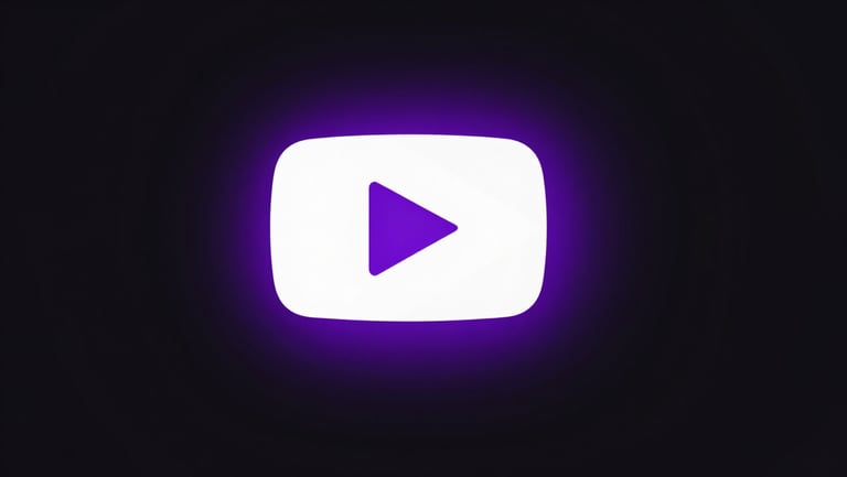 High-contrast 16:9 YouTube thumbnail mockup, clean vector elements with glowing purple highlights, dark mode UI style