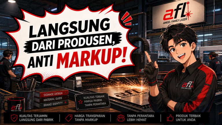 Proses produksi signage sesuai kesepakatan oleh tim Angel Family Laser Cileungsi-Cibubur.