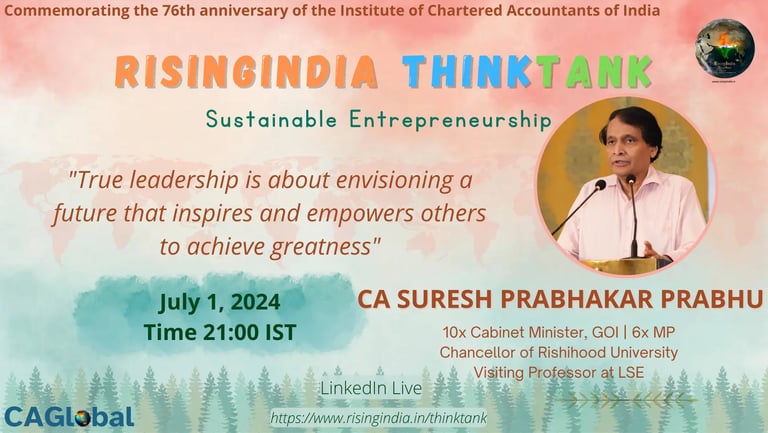 76th Chartered Accountants Day RisingIndia ThinkTank July 1, 2024 CA Suresh Prabhu Cabinet Minister