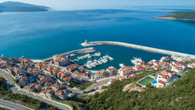 Aerial view of Lustica Bay in Montenegro Orascom Development