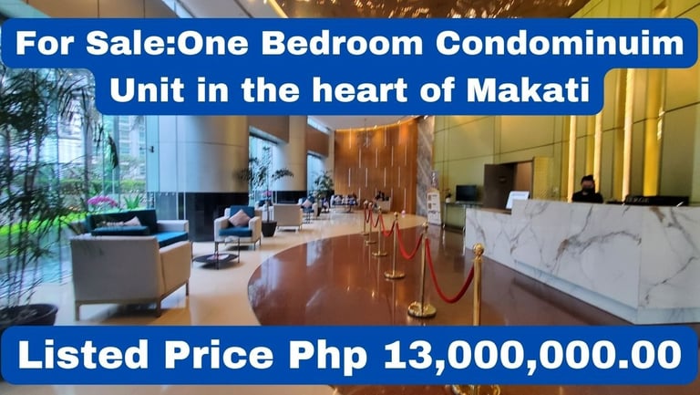 Euterra Real Estate For Sale 1 Bedroom Condominium in the heart of Makati, One Central Condominum