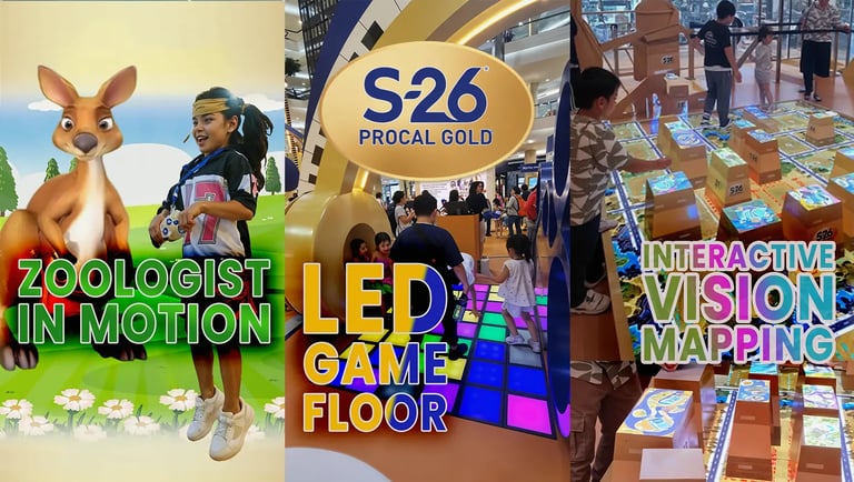 S26 interactive floor game installation for kids event