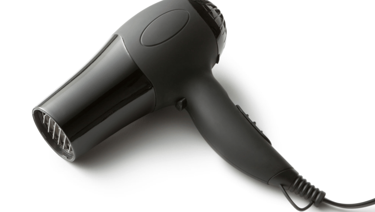 a hair dryer with a black blow dryer