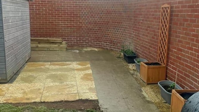garden patio layed by eneral builds in worcester city