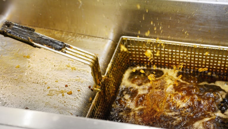 a fryer with a spatulable in it