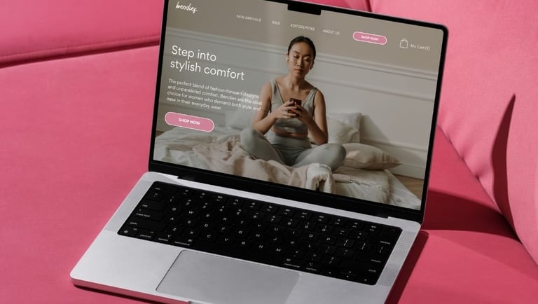 bendies brand and web design for an activewear brand