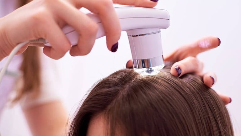use of dermatoscope or trichoscope to analyze hair and scalp conditions
