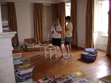 Lisbon - volunteers helping to set up the school library 