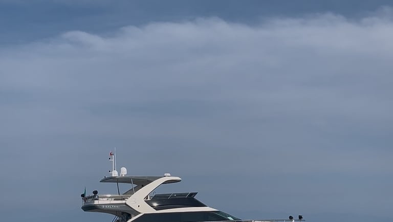 a yatch in the water with a sky background
