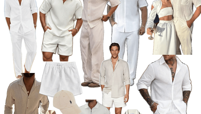 a group of men in white clothes and hats